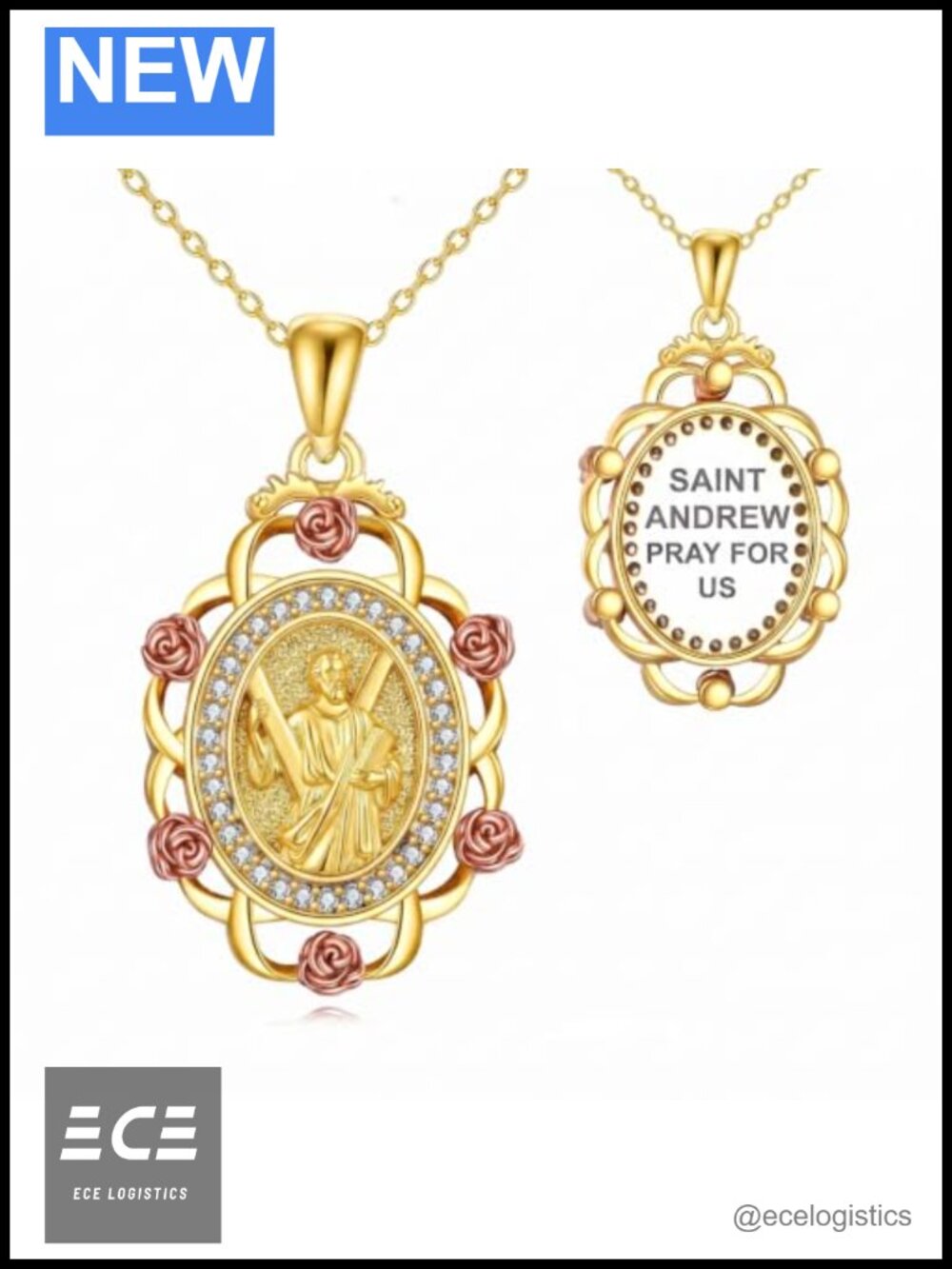 Sterling Silver Saint Medal Pendant Necklace Religious Jewelry